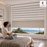 Motorized Hardwired Dual Roller Shades Two Shades in One Window Zebra Sheer Shades with Roller Shades