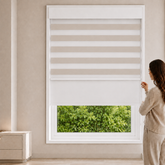 Dual Roller Shades Two Shades in One Window Corded Zebra Sheer Shades with Roller Shades