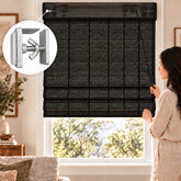 No Drill Corded Pull Up Bamboo Roman Shades