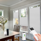 Motorized Hardwired Top Down Bottom Up Cellular Shades Remote Control, App, Alexa, Google Home, SmartThings Hardwired Motorized