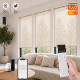 Solar-Powered Motorized Roller Shades with Built-In Rechargeable Battery & Solar Panel, Smart Blinds with Remote Control, App, Alexa, Google Home & SmartThings