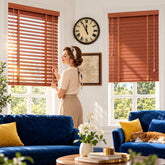 Real Wood Venetian Blinds 2 Inch Slats White, Brown, Red, Black Wood Dual Corded