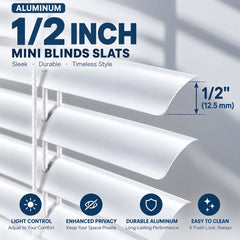 Shallow Mount Cordless Mini Blinds For Doors & Euro Windows (Min. Depth 1")