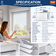 Motorized 1/2 Inch Aluminum Slat Micro Mini Blinds Hardwired