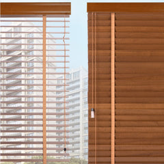 Real Wood Venetian Blinds 2 Inch Slats White, Brown, Red, Black Wood Dual Corded