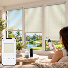 Motorized Aluminium Mini Blinds 1.38 Inch Slat Hardwired