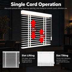 Single Cord Real Wood Blinds 2 inch Slats