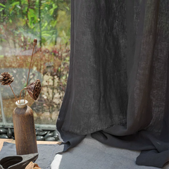 100% French Natural Linen Sheer Curtains Natural / White / Light Gray / Dark Gray