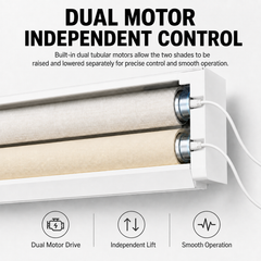 Motorized Hardwired Dual Roller Shades Two Shades in One Window Zebra Sheer Shades with Roller Shades