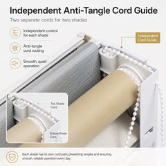 Dual Roller Shades Two Shades in One Window Corded Zebra Sheer Shades with Roller Shades