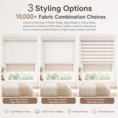 Motorized Hardwired Dual Roller Shades Two Shades in One Window Zebra Sheer Shades with Roller Shades