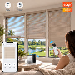 Motorized Mini Aluminium Blinds 1 Inch Slats Hardwired