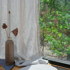 100% French Natural Linen Sheer Curtains Natural / White / Light Gray / Dark Gray