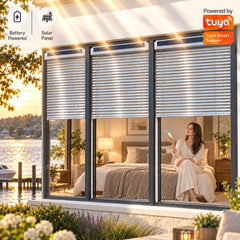 Solar Powered Battery Motorized 1 Inch Aluminium Slats Mini Blinds