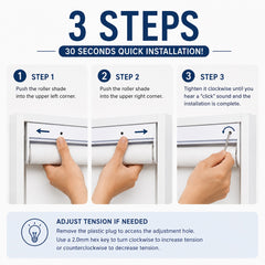 No Drill Cordless Roller Shades