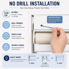 No Drill Cordless Roller Shades