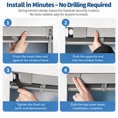 No Drill Mini Blinds 1 Inch Aluminum Slat Corded Control