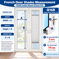 French Door Patio Window Add on Cellular Shades Top Down Bottom Up No Drill Adhesive Blinds Model Q16B for 19mm Frame Depth