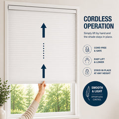 Shallow Mount Cordless Cellular Shades For Doors & Euro Windows 1 Inch Depth