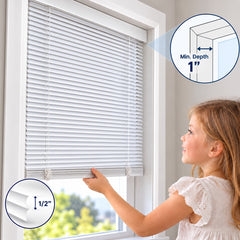 Shallow Mount Cordless Mini Blinds For Doors & Euro Windows (Min. Depth 1")
