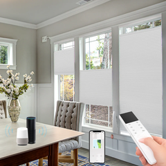 Motorized Hardwired Top Down Bottom Up Cellular Shades Remote Control, App, Alexa, Google Home, SmartThings Hardwired Motorized