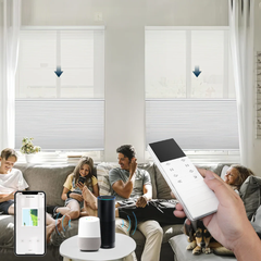 Motorized Day Night Cellular Shades Alexa Remote Controller Hardwired Motorized