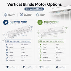 Motorized Classic Vertical Blinds Vinyl/Aluminum Slats Hardwired