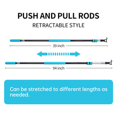 1 Pack Telescoping Skylight Pole with Hook up 39 to 94 Inch Wand for Blinds Tension Rod Blinds Shades Stainless Steel Adjustable Curtain Pull Wand for Skylight Cordless Window