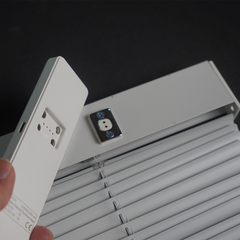 Shallow Mount Dual Control Battery Motorized 1/2" Micro Mini Blinds For Doors & Euro Windows (Min. Depth 1")