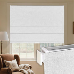 No Drill Cordless Roman Shades for Windows,Blackout Fabric Blinds for Indoor Windows