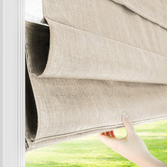 No Drill Cordless Roman Shades for Windows,Blackout Fabric Blinds for Indoor Windows