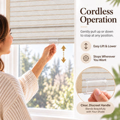 No Drill Crordless Pull Up Woven Wood Roman Shades