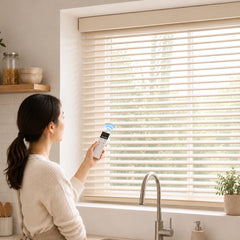 Motorized 1 Inch PVC L-Shaped Slat Mini Blinds Hardwired/Battery