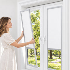 French Door Patio Window Add on Cellular Shades Top Down Bottom Up No Drill Adhesive Blinds Model Q16C for 10mm Frame Depth
