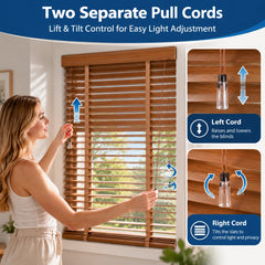 Real Wood Venetian Blinds 2 Inch Slats White, Brown, Red, Black Wood Dual Corded