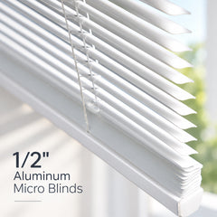 Shallow Mount Dual Control Battery Motorized 1/2" Micro Mini Blinds For Doors & Euro Windows (Min. Depth 1")