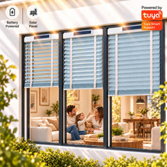 Solar Motorized Fabric Venetian Blinds 2 Inch Fabric Slats