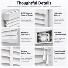 Single Cord Real Wood Blinds 1.38 inch Slats